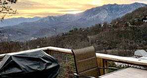 Or sunset, amazing views of the mountains from the back deck at any time!