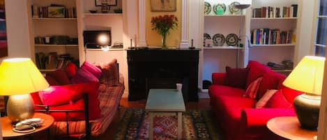 Living room with 2French windows sets of French windows & Juliet balconies