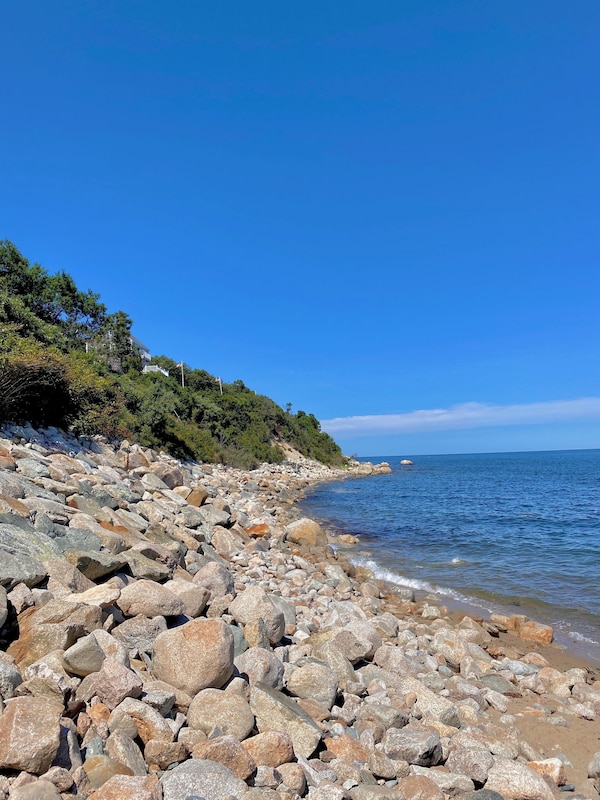 High tide rocky beach
