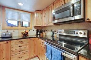 Kitchen with stainless steel appliances