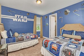 Star Wars Themed Bedroom of the Home in Kissimmee Florida - Offering two beds, prefect for kids  - Plush furnishings and sumptuous bedding for luxurious comfort