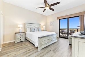 Newly updated Master Bedroom with a King Size Bed and Private Balcony Access