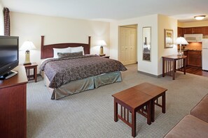 Relax on the comfy bed after a day outside.
