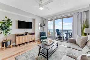 Living room with ocean front balcony