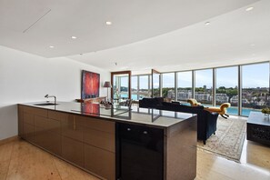 Open plan kitchen and living area