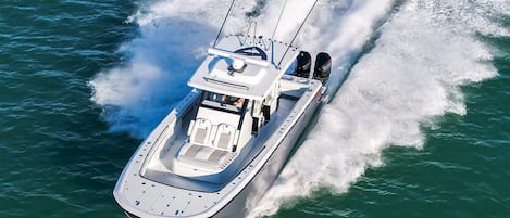 New Barker 40 High Performance Fishing Catamaran in included in your rental!