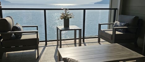 Front row view of Lake Pend Oreille.  Patio easily seats 5 people.