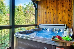 New spa with lounge and deep seats. Refilled and prepared for your arrival