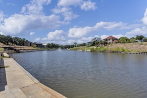 View of the calm, clean, and open cove right across the street 