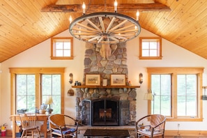 Living Room and Stone Fireplace