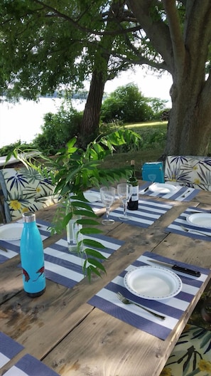 Dining at the water's edge.
