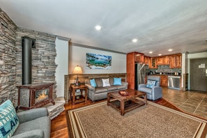 Enjoy the gas fireplace during winter months, and the AC unit (a rare find in Tahoe!) during summer months.