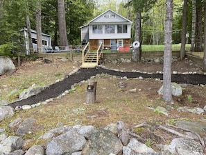 Steps and path leading from the house to the lake. 