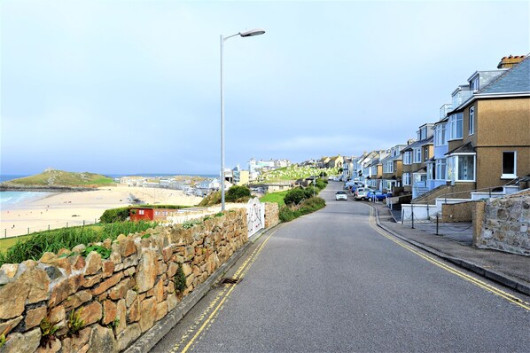 View of the house and Porthmeor beach.