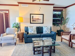 Living area with sofa and coffee table