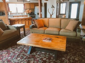 family room with kitchen in the background