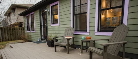 Welcome to our front porch where you can sit in mornings with your coffee/tea!