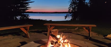 View from Backpatio firepit to lake