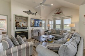 Top-Level Living Room with Deck Access