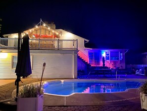 Private pool at night