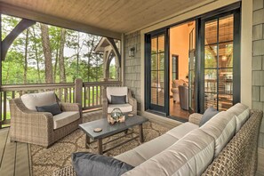 Enjoy peace and privacy on the home's covered deck.