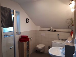 Bad : Dusche, Toilette, Waschmaschine