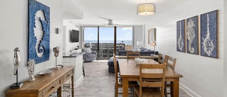 Dining area open to the kitchen and family room with oceanfront views!
