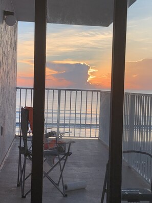 Right outside the sliding door (sunrise)