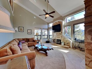 Enjoy Morning Coffee Next To The Fireplace