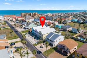 Aerial view of the property with the beach!