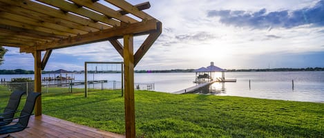 Backyard view of the private dock. 