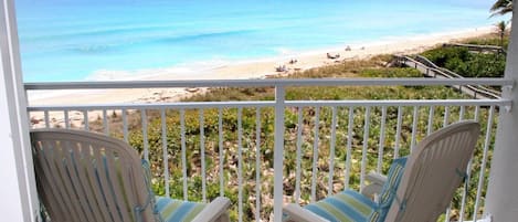 Balcony with serene beach views 