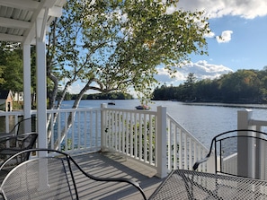 The view of the lake is wonderful from the lakeside deck