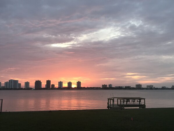 Great sunsets every evening to enjoy! Dock is no longer there.