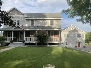 Main house with apartment to the right through the red door