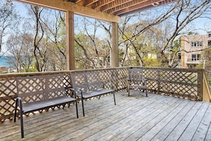 Taking in the view and sipping in the sun on the deck.