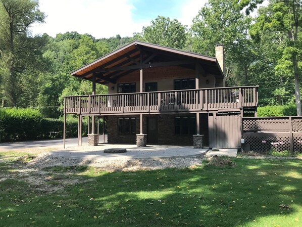 Covered porch facing River