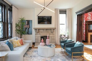 Relax in this Chic, Designer Living Room (with sleeper sofa)