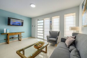 Spacious living and dining area with air conditioning