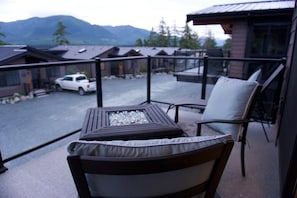Fire table and gas bbq on balcony