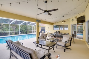 Screened Lanai | Covered Patio | Outdoor Dining | TV | Gas Grill