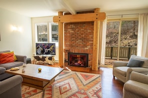Living Room with TV and Gas Fireplace