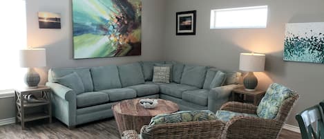 Sectional provides plenty of seating in the living room.