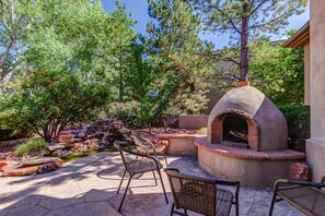 Sit Around the Wood Burning Fireplace on the Colder Days