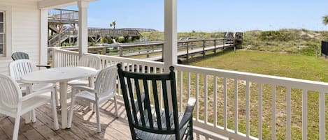 A White Cap oceanfront vacation home in Ocean Drive, North Myrtle Beach | porch view | Thomas Beach Vacations