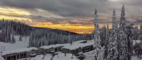 Beautiful sunset overlooking the property after an amazing ski day. 