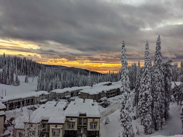 Beautiful sunset overlooking the property after an amazing ski day. 