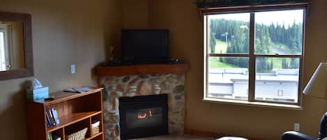 Cozy Living Room with a Gas Fireplace