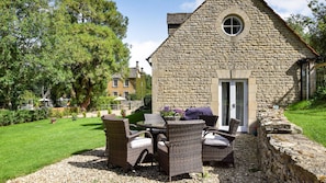 Side view of Lakeside House and terrace, Bolthole Retreats