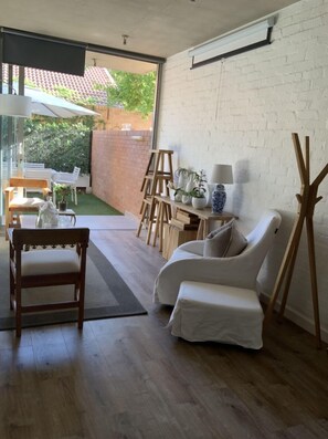 Living room with projector screen